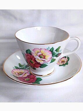 Royal Stuart Spencer Stevenson England Vintage Bone China Floral Teacup & Saucer